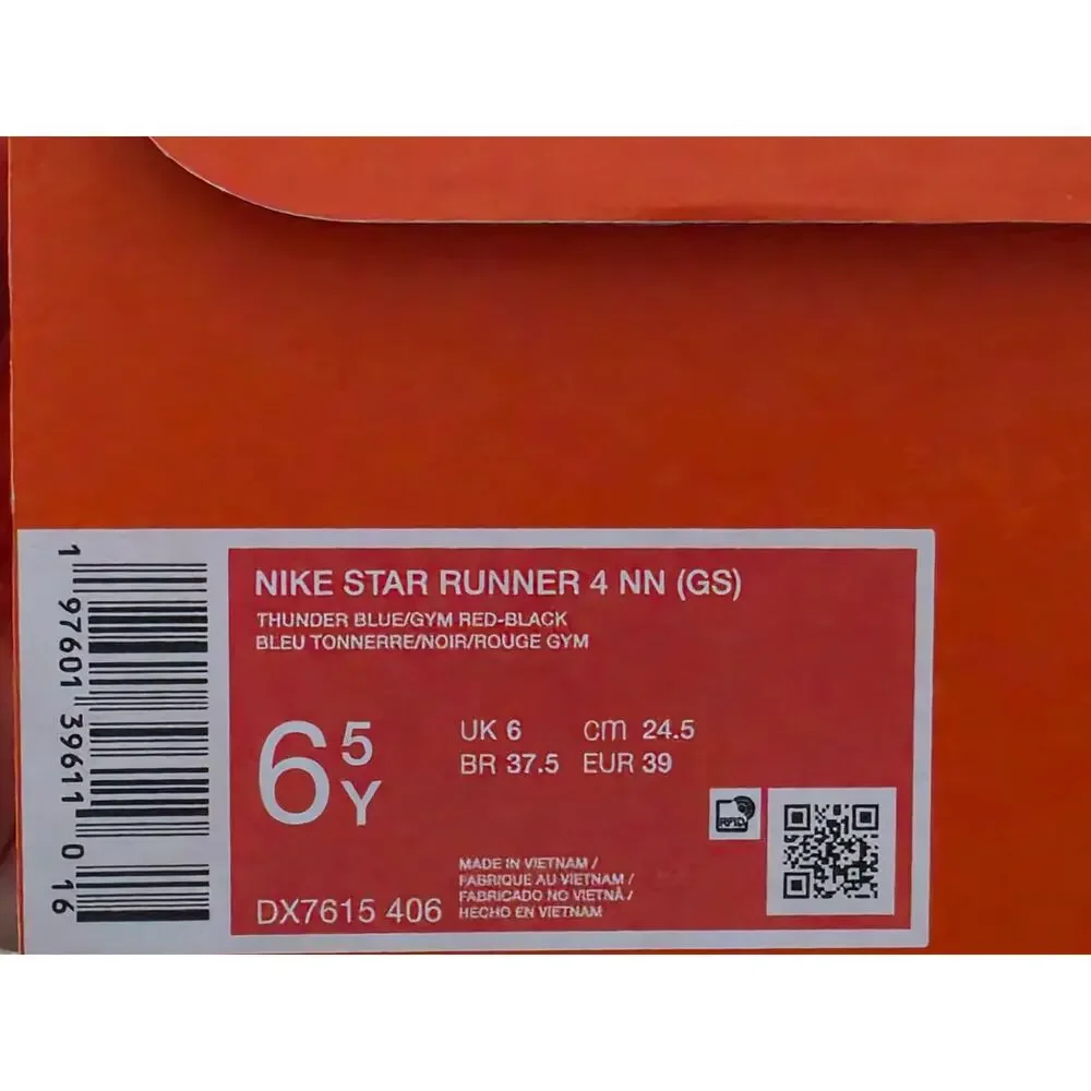 Nike Star Runner 4 NN (GS) – Thunder Blue/Gym Red– Youth 6.5Y / Women’s 8 – BNIB